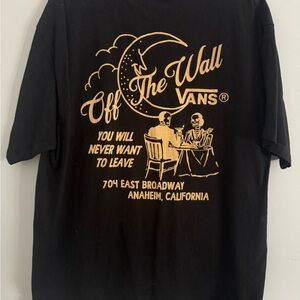 Vans Black Tee with Gold Moon & Skeleton Graphic
